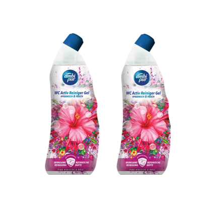 Ambi Pur WC Aktiv Reiniger Gel Pink Hibiscus & Rose 2x750ml
