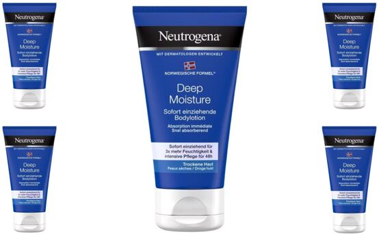 Neutrogena Deep Moisture sofort einziehende Bodylotion Reisegröße 5x75ml