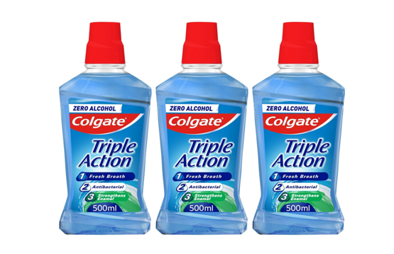 Colgate Mundwasser Triple Action kein Alkohol 3x500m