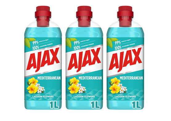AJAX Allzweckreiniger Mediterranean Lagoon Flower 3x1 Liter