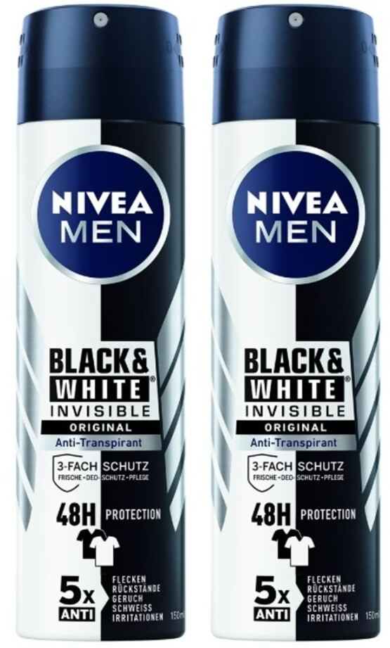 Nivea Men Anti-Transpirant Spray Black&White Original 2x150ml
